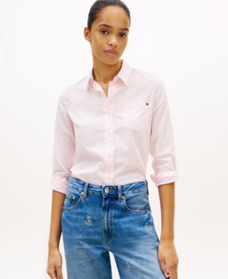 Women's Clip Dot Roll-Tab Collared Shirt