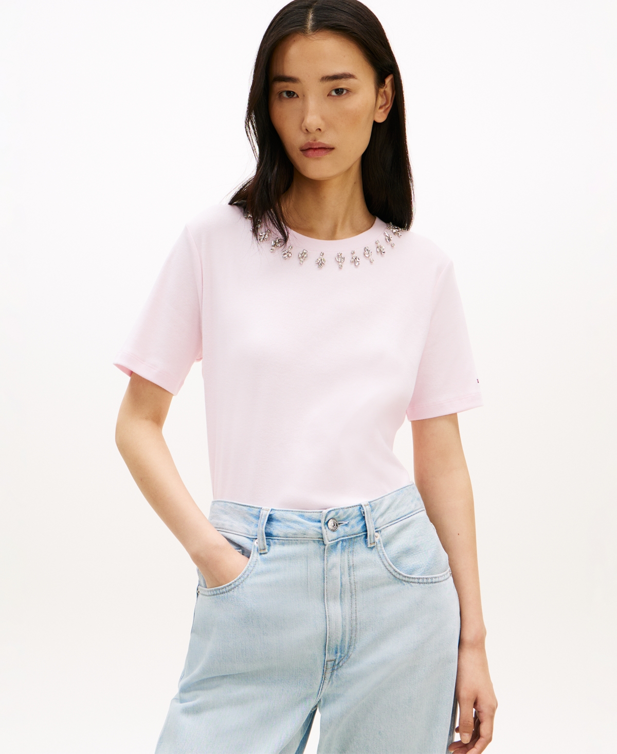 Tommy Hilfiger Women's Ribbed Bling T-Shirt