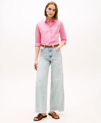 Women's Gingham Print Roll-Tab Shirt