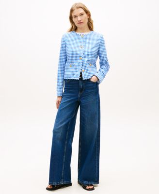 Women's Gingham Crewneck Lady Jacket