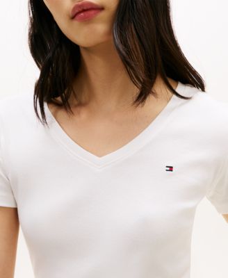 Women's Rib Slim V-Neck Short-Sleeve T-Shirt