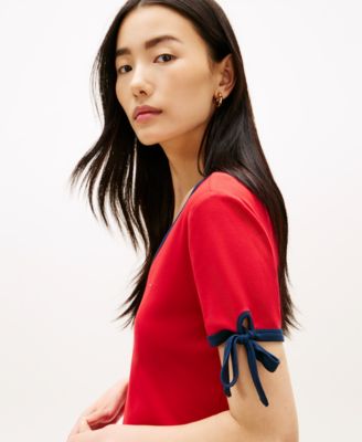 Women's Bow Detail V-Neck T-Shirt