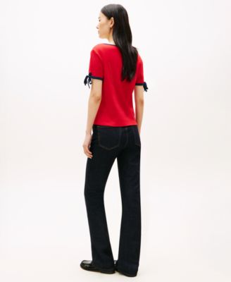 Women's Bow Detail V-Neck T-Shirt