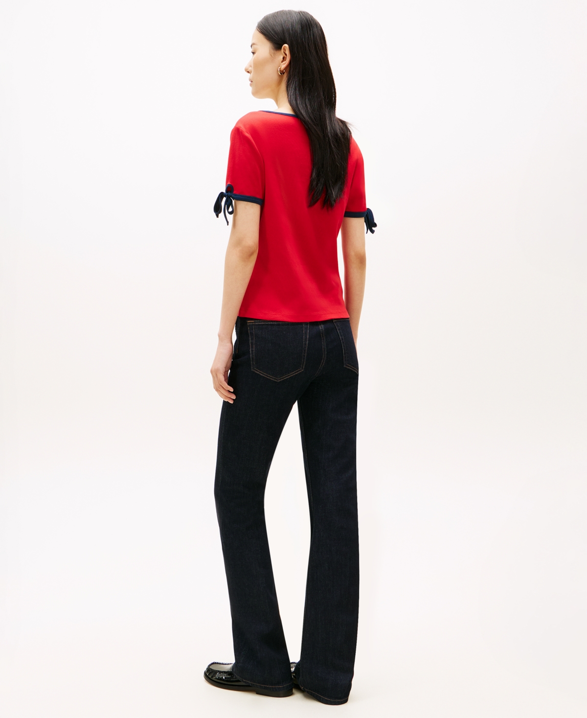 Tommy Hilfiger Women's Bow Detail V-Neck T-Shirt