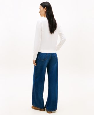 Women's Jacquard All-Over Floral Print Crew Neck Sweater