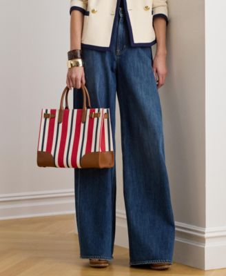 Striped Canvas Small Devyn Tote Bag