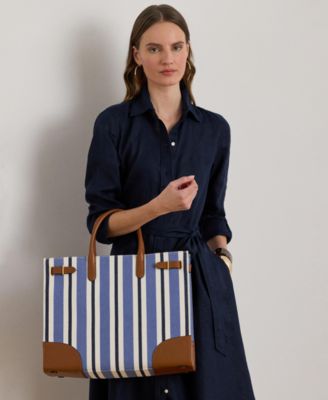 Striped Canvas Medium Devyn Tote Bag