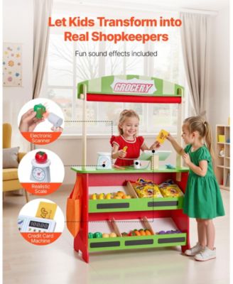 Wooden Puppet Theater and Reversible Play Store with Curtain