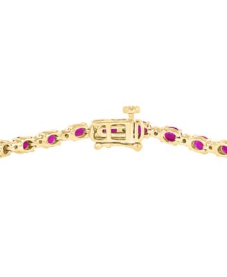 Ruby (6-1/3 ct. t.w.) & Diamond (1/20 ct. t.w.) Bracelet in 14k Yellow Gold Over Sterling Silver