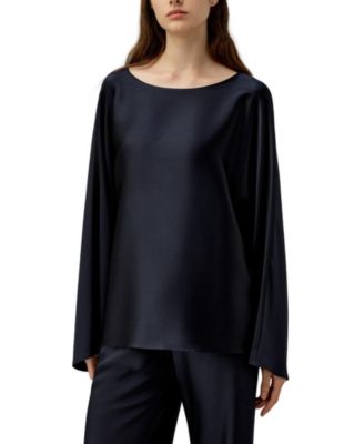Women's Silk Charmeuse Crewneck Blouse