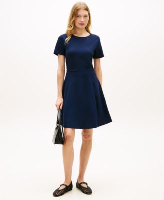 Women's Pleated Short-Sleeve Dress