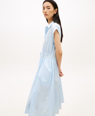 Women's Smocked Waist Sleeveless Shirt Dress