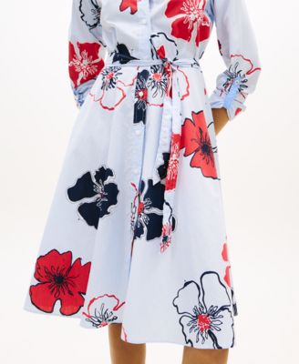 Women's Classic Poplin Long-Sleeve Shirt Dress