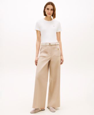 Women's Rib Crew Neck Short-Sleeve Slim T-Shirt