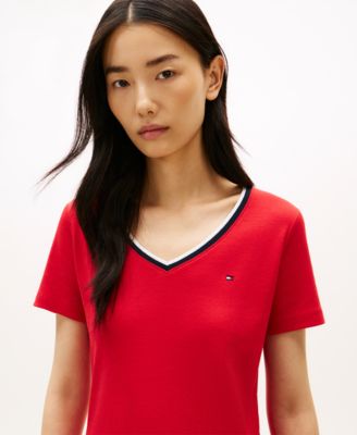 Women's Ribbed V-Neck T-Shirt Dress