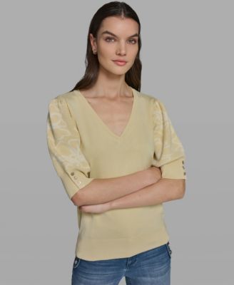 Women's Floral Short-Sleeve Sweater