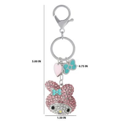 Sanrio My Melody Crystal Keychain with Heart & Bow Charms