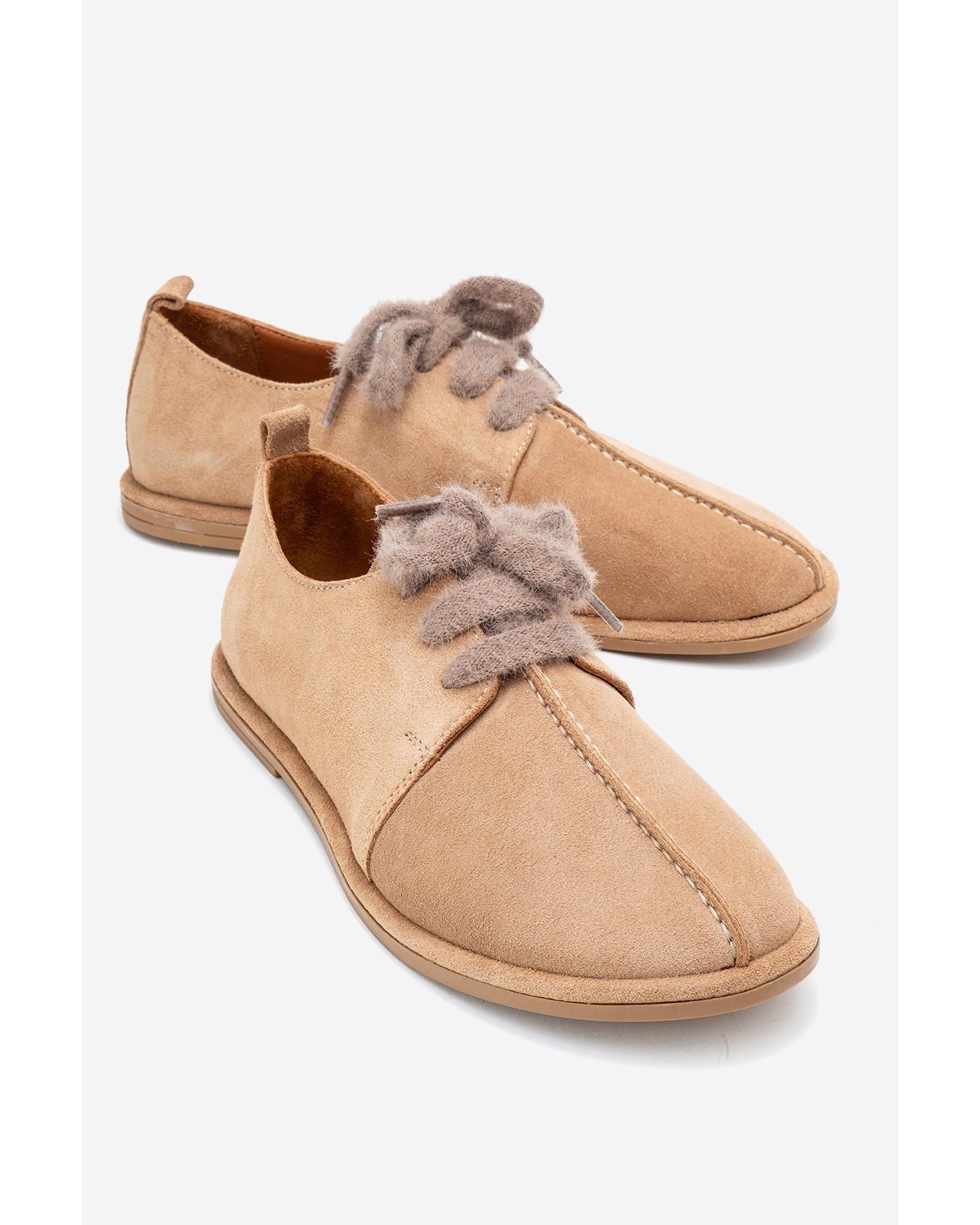 Обувь Forever & Always Shoes Denora Leather Lace Up Shoes, цвет: Бежевый замшевый кожаный — фото 6