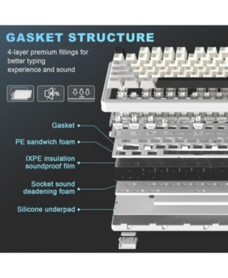 YZ87 75% Gasket Mechanical Keyboard, TKL Wireless Hot Swappable Bluetooth Gaming Keyboard with 4-Layer Padding, BT5.0/2.4Ghz/Type-C NKRO RGB