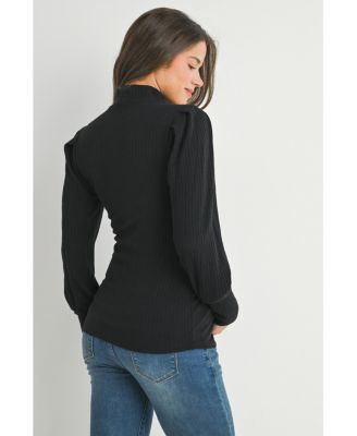 Maternity Long Sleeve Mock Neck Ribbed Top