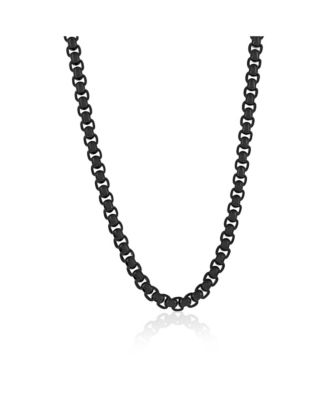 Stainless Steel Round Box Chain Necklace - Black 65$