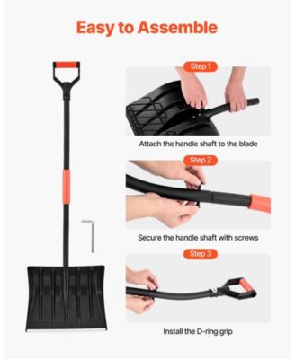 Snow Shovel, 17" Wide Plastic Blade w/ Aluminum Edge, D-Handle, Lightweight Driveway Snow Shovel