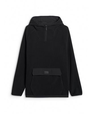 Men's regular fleece with hood - black