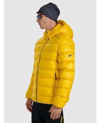Men's trekking down jacket with natural filling - yellow