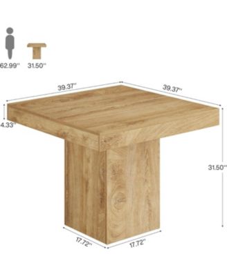 39-Inch Square Dining Table for 4, Farmhouse Small Kitchen Dinner Eating Table with Sturdy Pedestal Base
