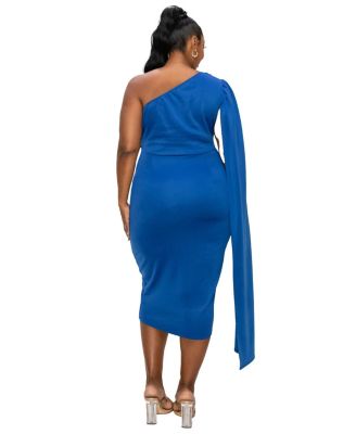 Plus Size Spade One Shoulder Cape Dress