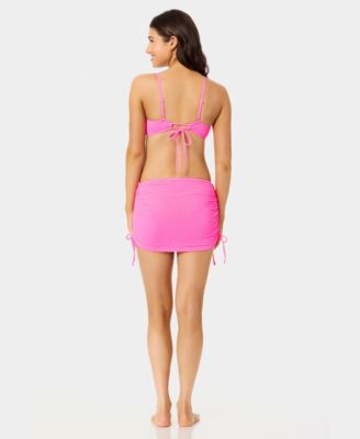 Women's Solid Popcorn Scrunch Side-Tie Swim Skirt