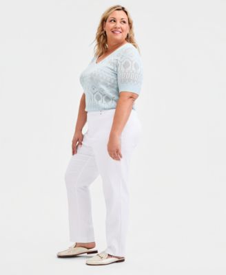 Plus & Petite Plus Size Tummy Control Pull-On Slim-Leg Pants