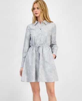 Women's Floral Stripe Shirtdress