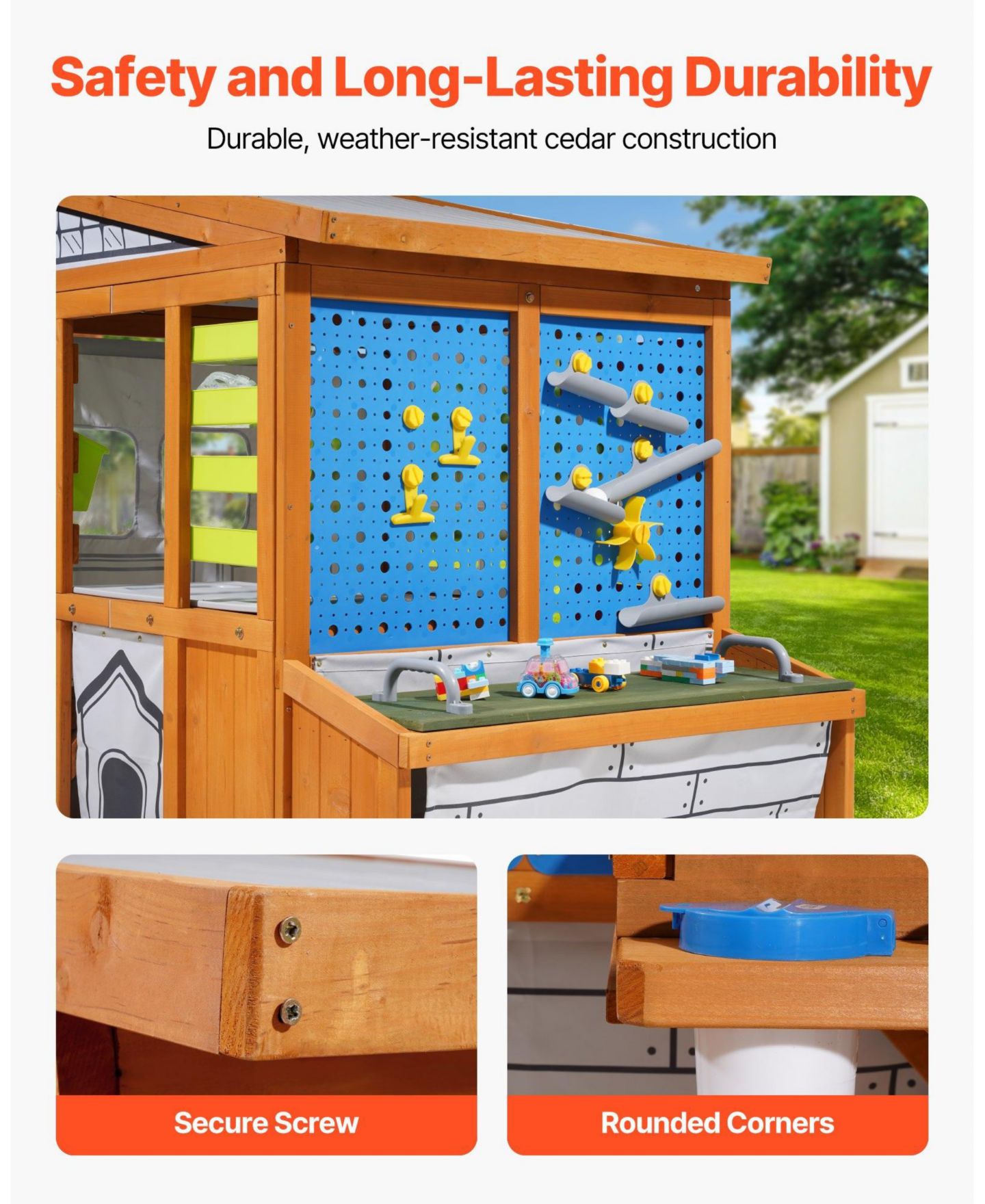Детская игрушка Mecale Cedar Wooden Playhouse with Doorbell, Fits Two Kids, Ages 3-10, цвет: Коричневый — фото 6
