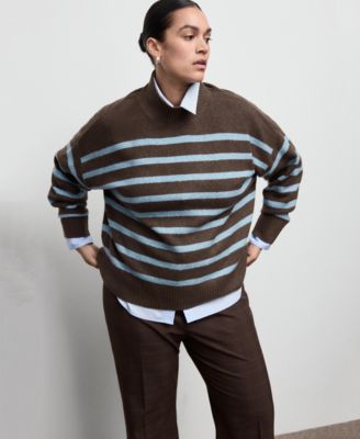 Women's Oversized Striped Turtleneck Sweater