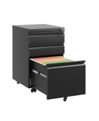 3 Drawer Mobile File Cabinet with Lock, Metal Filing Cabinets for Home Office Organizer Letters/Legal/A4, Fully Assembled