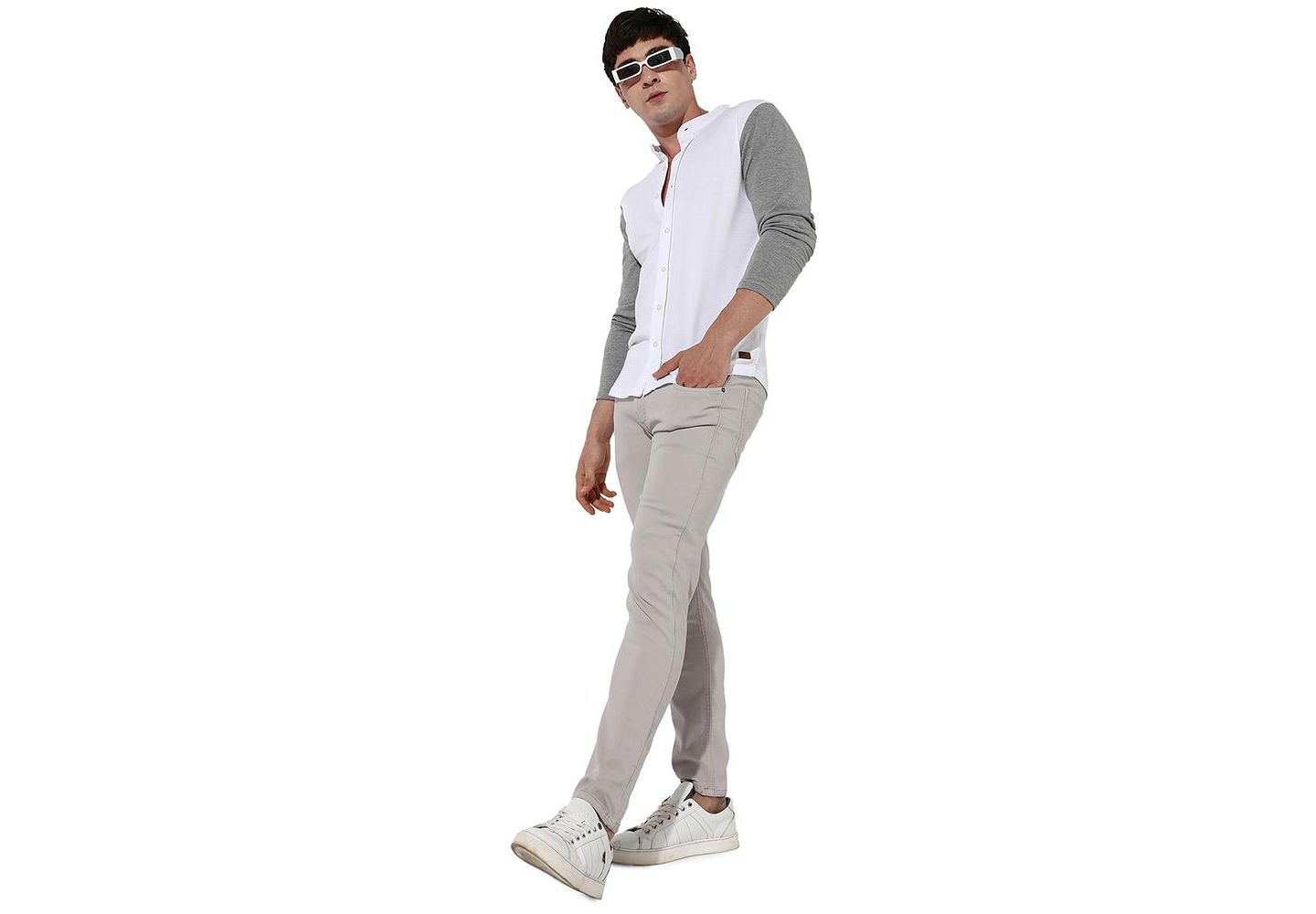 Мужская рубашка Cahoot Campus Sutra-Men's Colourblocked Regular Fit, цвет: Белый — фото 3