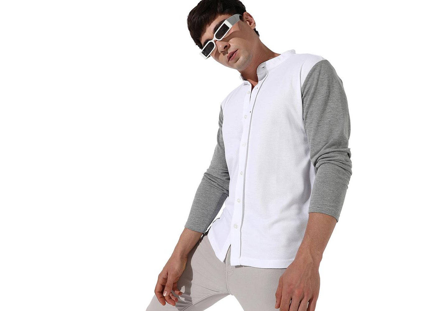 Мужская рубашка Cahoot Campus Sutra-Men's Colourblocked Regular Fit, цвет: Белый — фото 1
