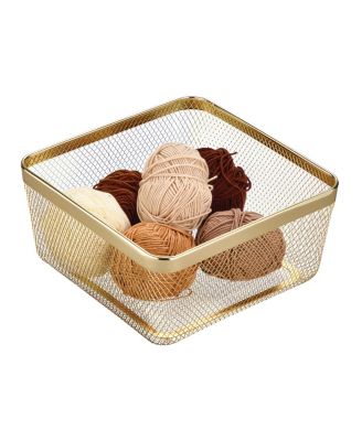 Metal Mesh Pantry Basket for Kitchen Storage - Set of 2 - Gold
