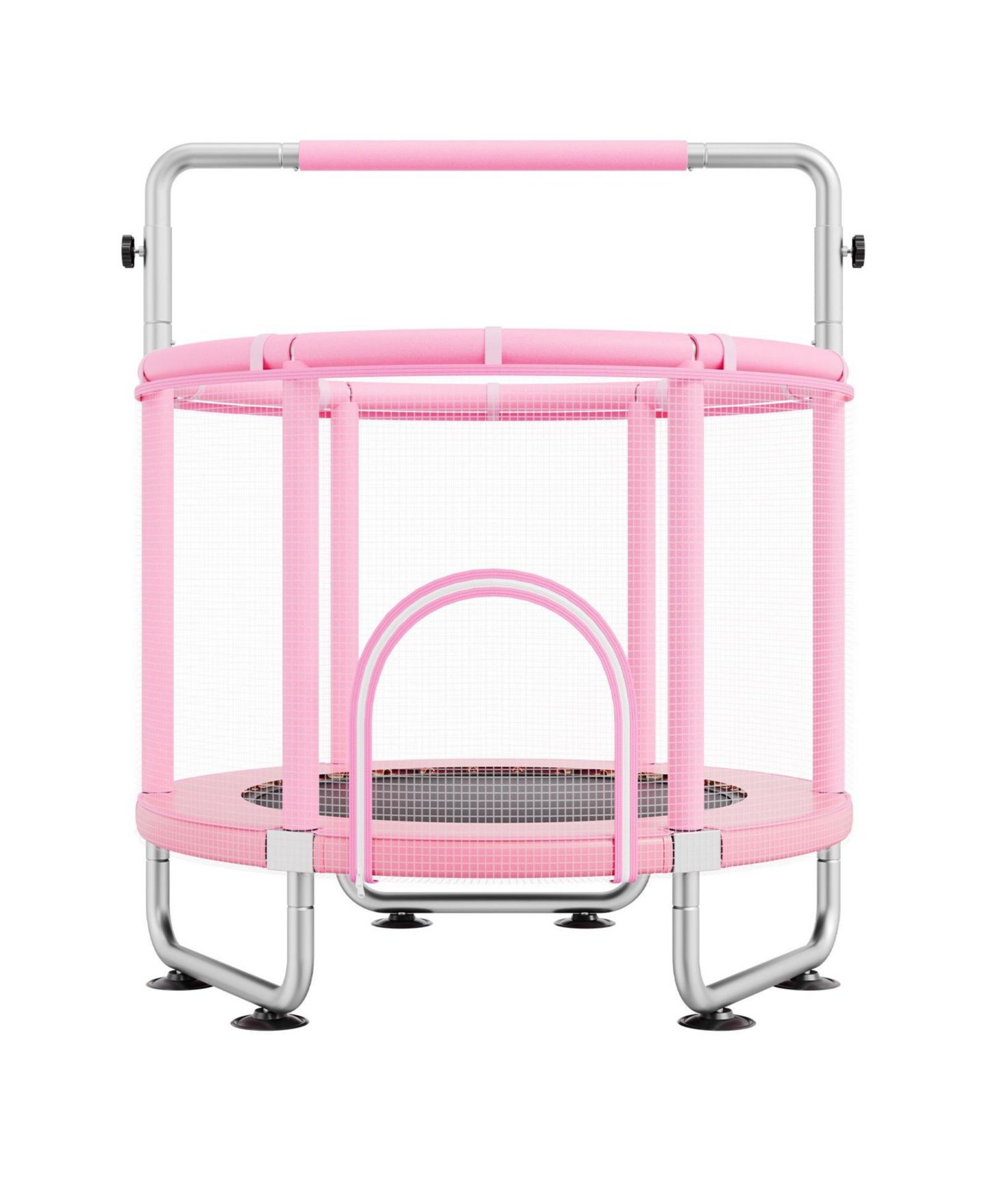 Детская игрушка Mecale Kids Trampoline, 55", Indoor/Outdoor with Enclosure Net & Basketball Hoop, Ages 3+, цвет: Розовый — фото 3