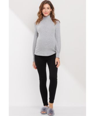 Maternity Turtleneck Ribbed Knit Long Sleeve Sweater