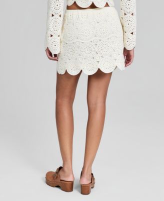 Women's Crochet Scallop-Trim Mini Skirt