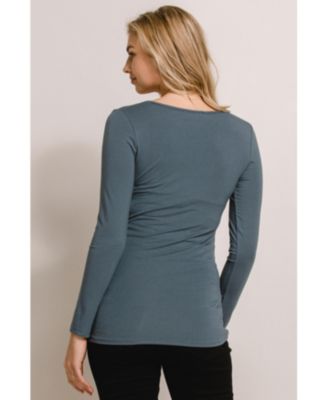 Maternity Casual Side Ruched Long Sleeve Top