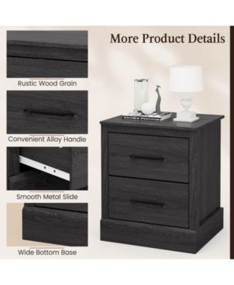 Wood Compact Floor Nightstand with Storage Drawers