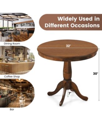 32" Wooden Round Pub Pedestal Side Table