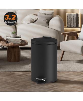 3.2 + 0.8 Gallon Black Soft-Close Lid Step Trash Can Set