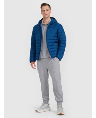 Men's down jacket with synthetic filling - navy blue