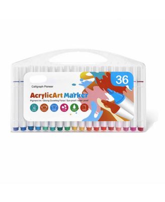 36 Colors Acrylic Paint Markers Set, Bright Colors with Strong Coverage, Quick Dry Waterproof for Artists, Adults and Beginners