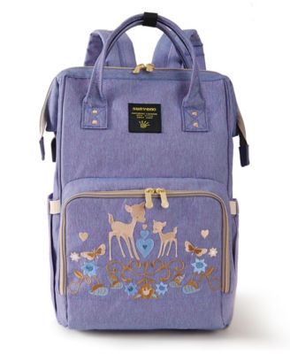 Embroidered Backpack Diaper Bag Large Travel Backpack