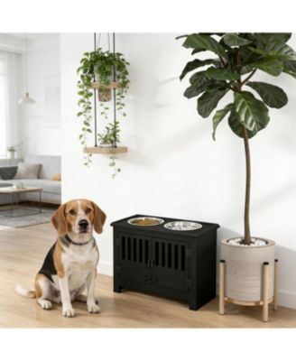 23.5 in. Wide Dog Bowls with Food Storage Cabinet